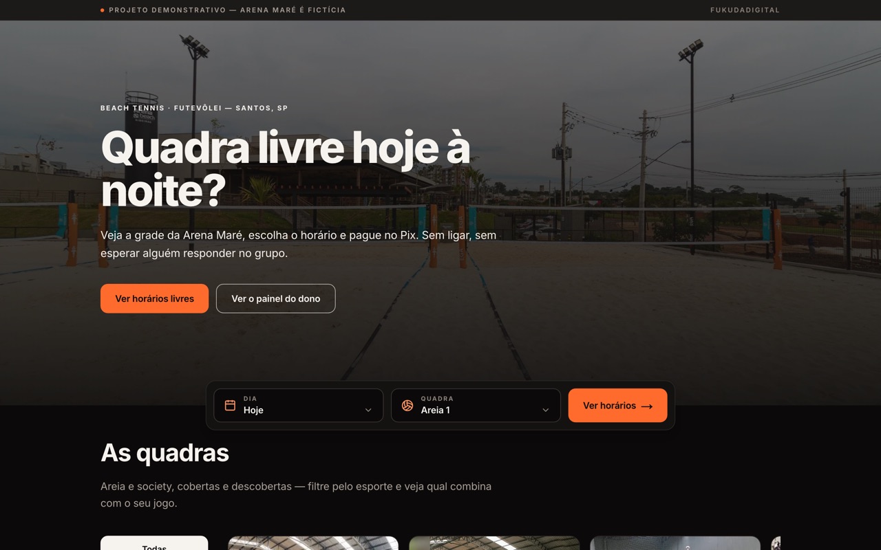 Tela inicial do projeto Arena Maré